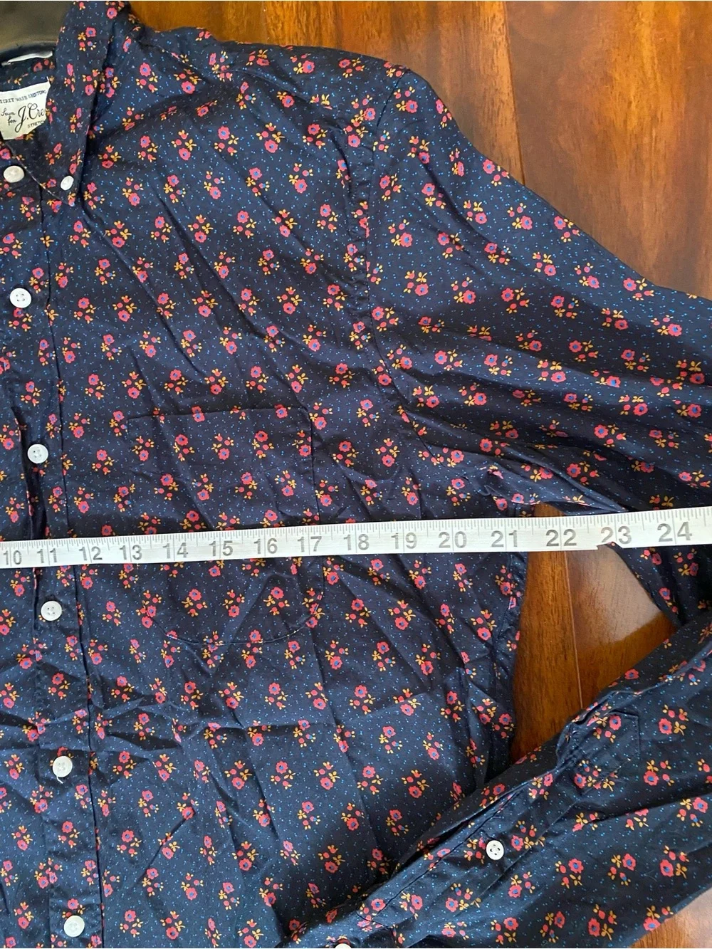 J. Crew Stretch Cotton Navy and red ditsy floral Button-Down Shirt unisex